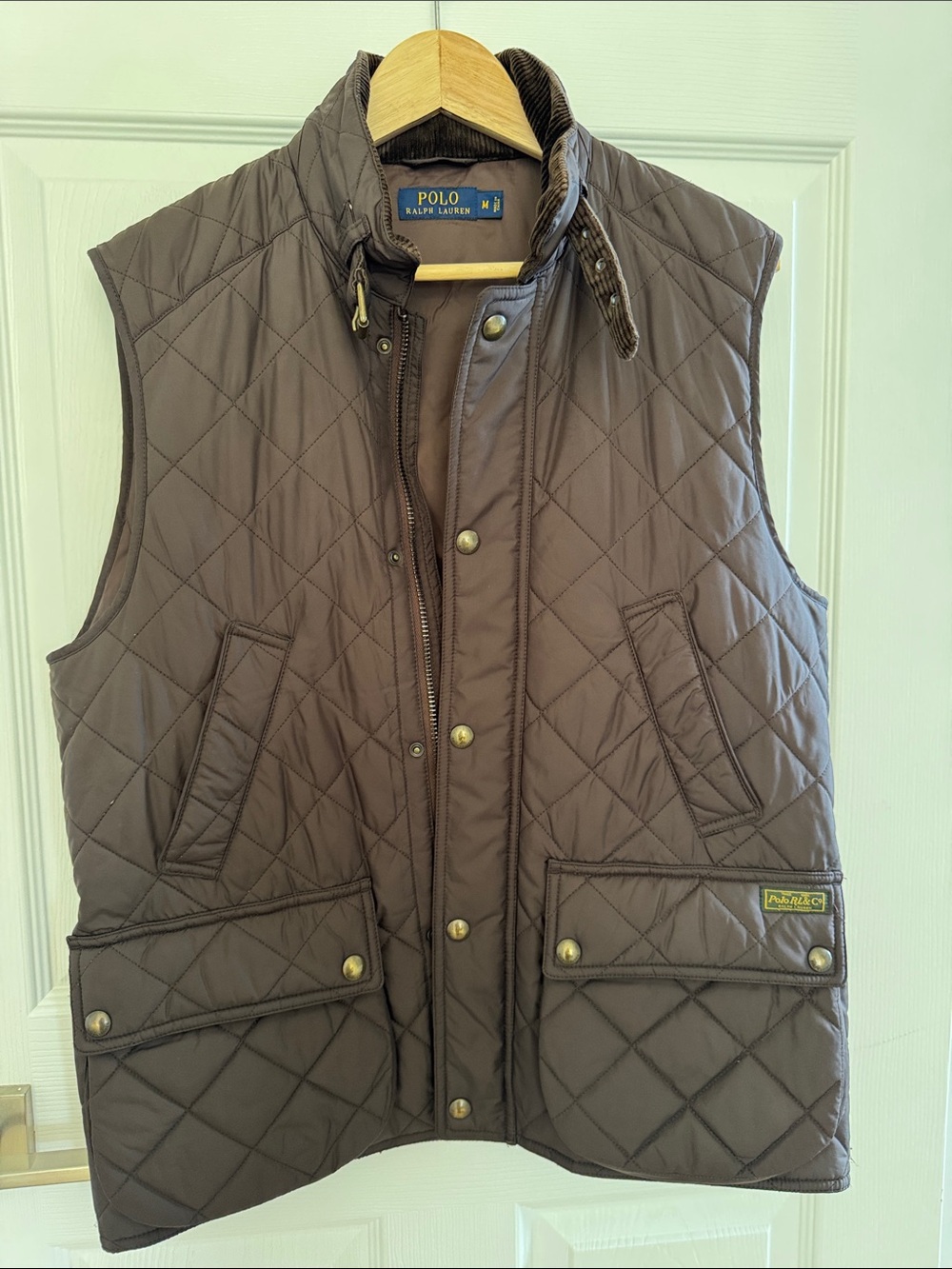 Polo by Ralph Lauren Quilted Brown Corduroy-Trim Vest